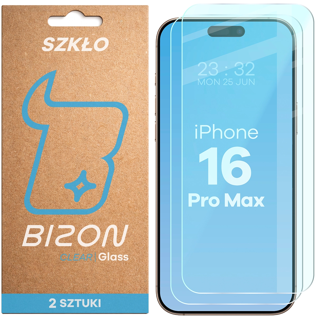 Szkło hartowane Bizon Glass Clear Duo do Apple iPhone 16 Pro Max, 2 sztuki
